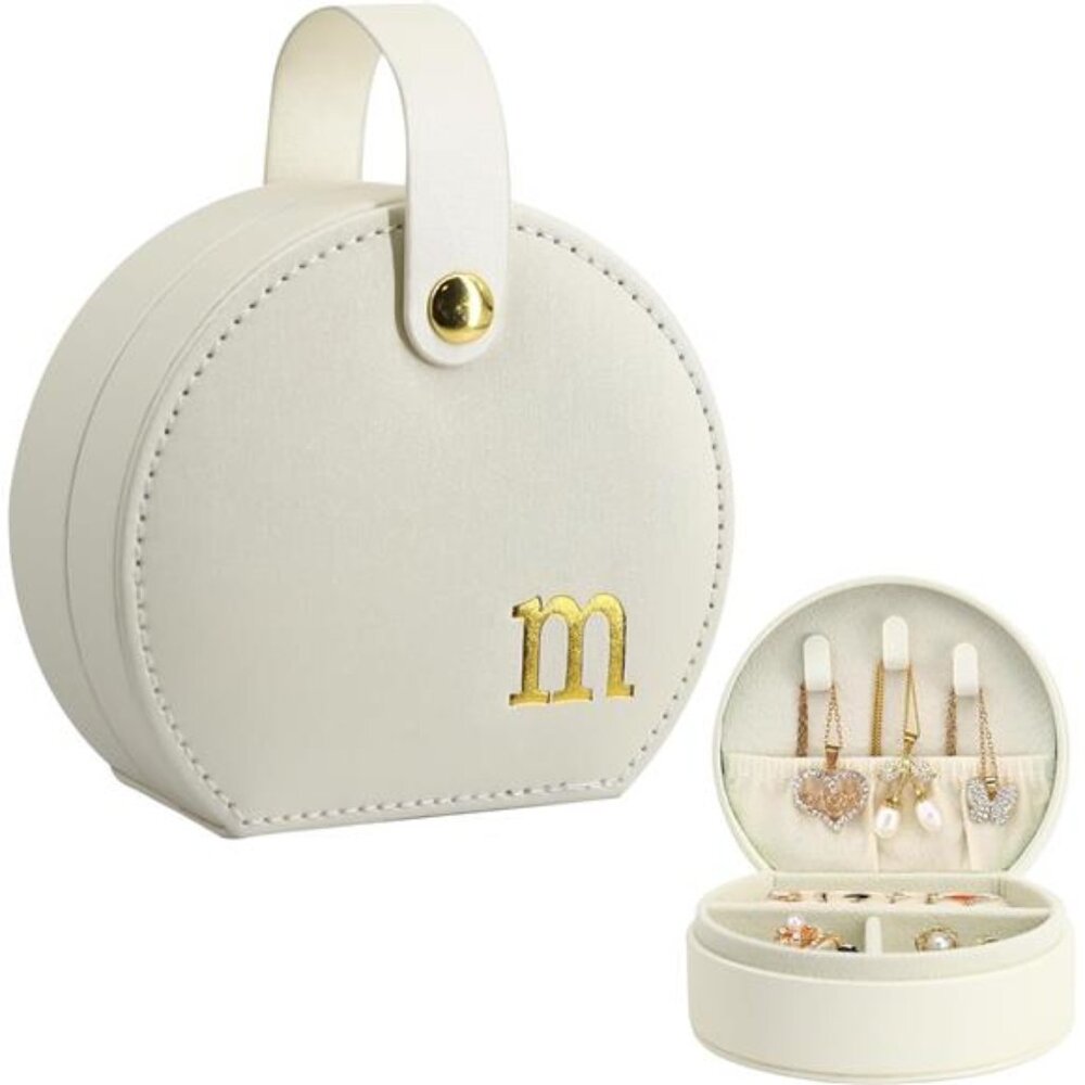 Travel Jewelry Case Half Moon Clutch Personalized Gold Monogram Accessory Box